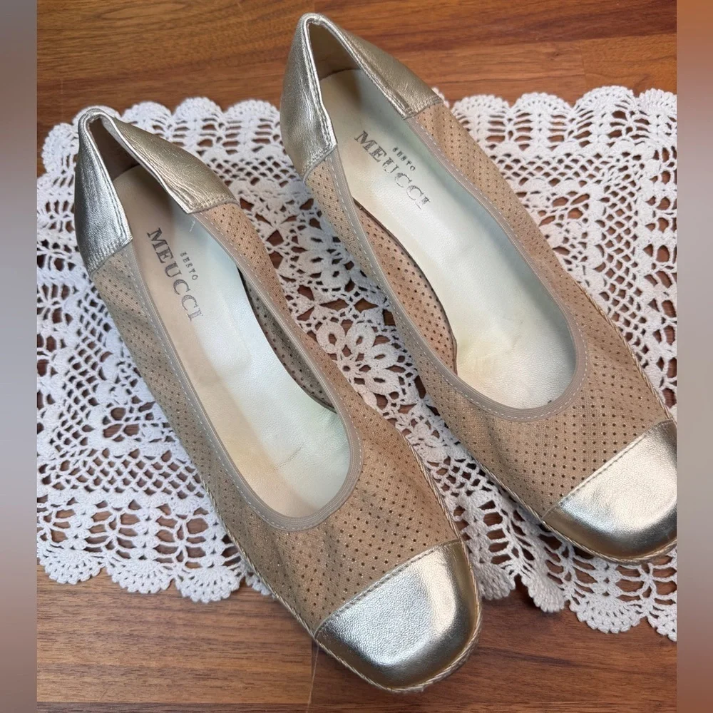 Sesto Meucci Gold Tan Low Espadrilles 8.5 Summer